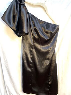 Lulus Women One Shoulder Black Cocktail Dress S